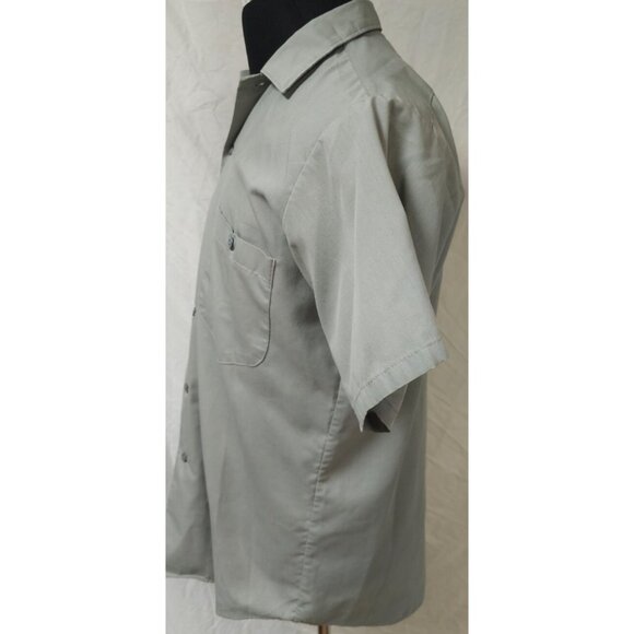 Sears 1970s Vintage Perma Press Short Sleeve Gray Button-Up Work Shirt M 15x15.5 - Picture 6 of 11